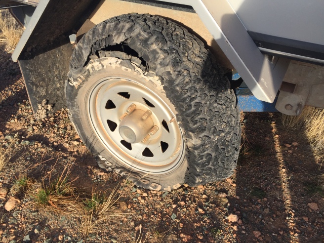 Flat Tyre on Kimberley Kamper